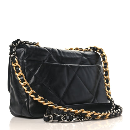 Chanel Shiny Goatskin Quilted Medium Chanel 19 Flap Black 3 of 9