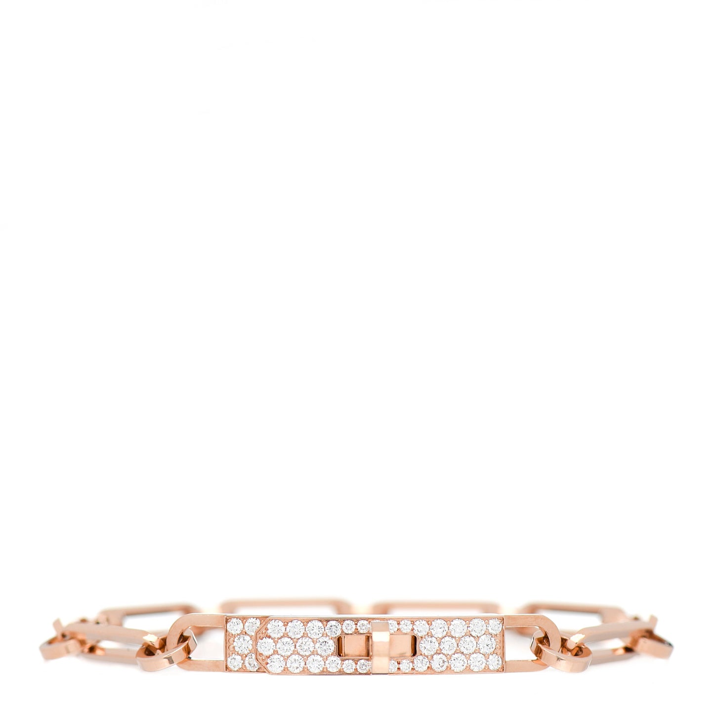 18K Rose Gold Diamond Pave PM Kelly Chaine Bracelet SH