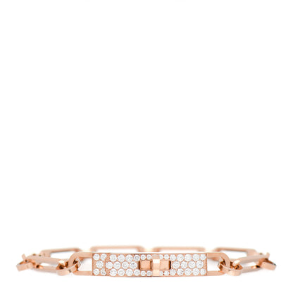 Hermes 18K Rose Gold Diamond Pave PM Kelly Chaine Bracelet SH 1 of 4