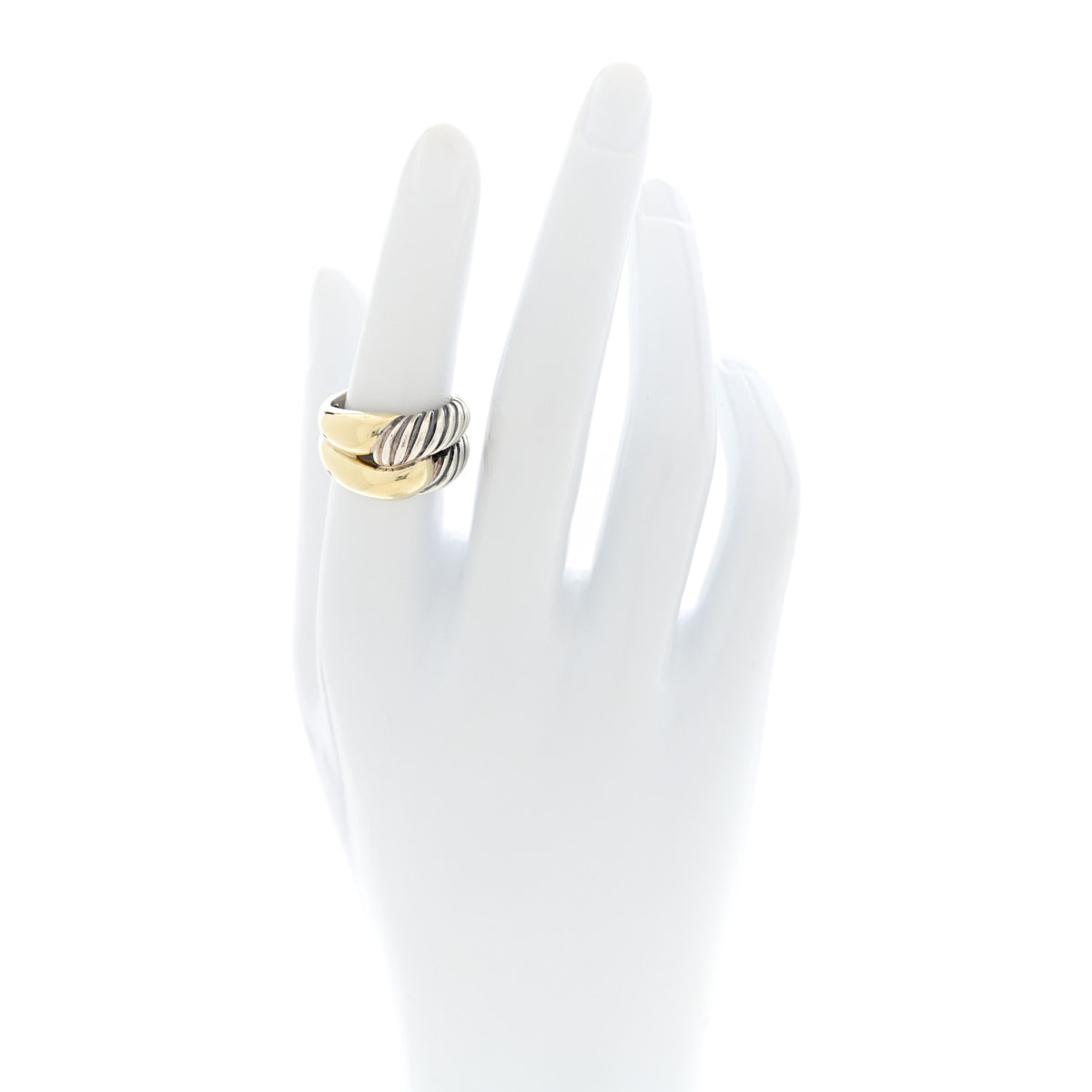 David Yurman Sterling Silver 14K Yellow Gold Single Loop Labyrinth Ring 52 6 2 of 4