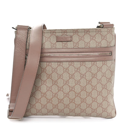 Gucci GG Supreme Monogram Selleria Calfskin Small Flat Messenger Bag Pink 1 of 10