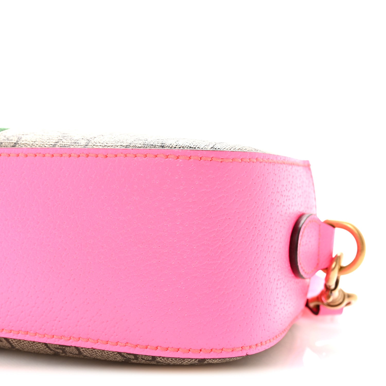 Gucci GG Supreme Monogram Textured Dollar Calfskin Web Ophidia Small Crossbody Bag Beige Ebony Fuchsia 9 of 9