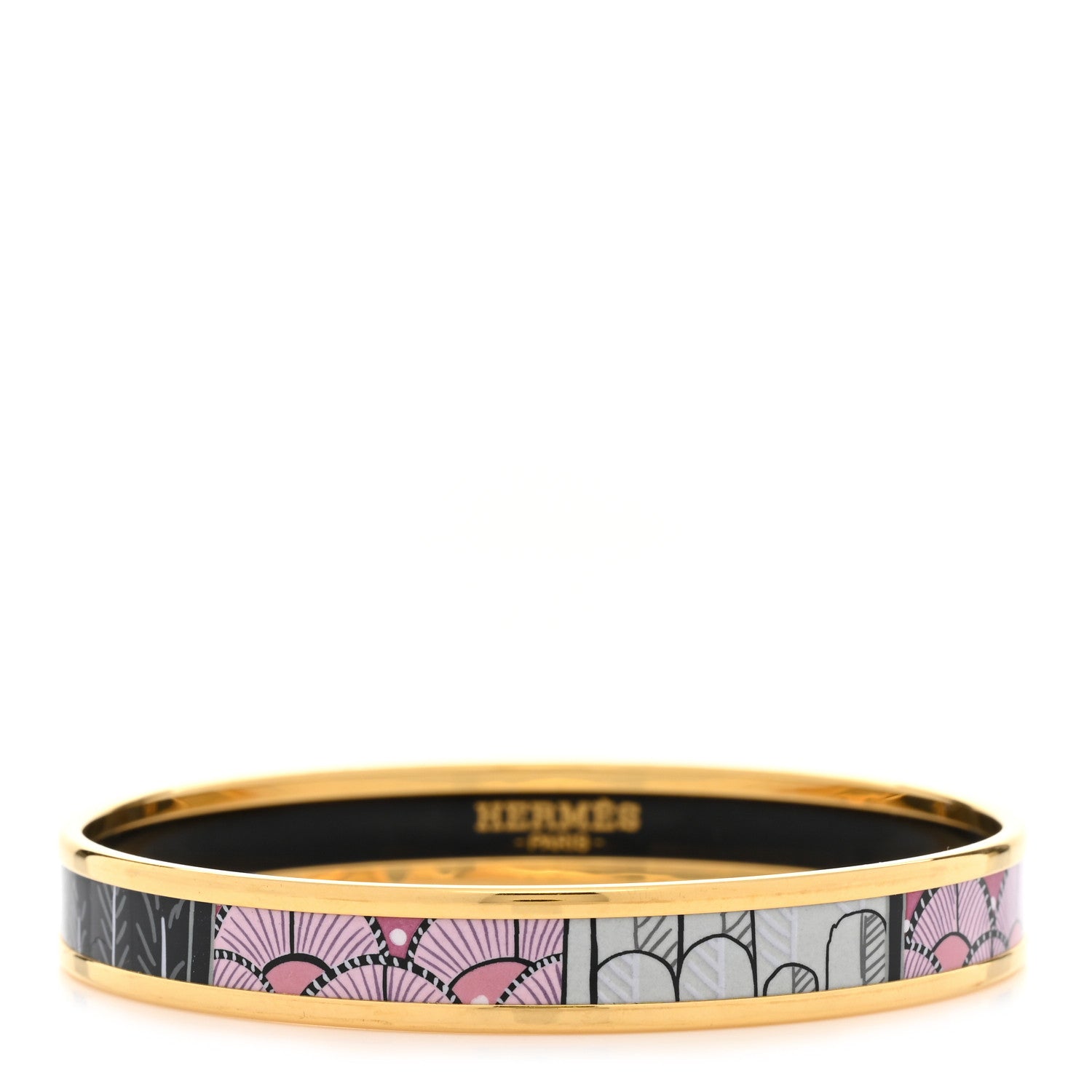 Hermes Enamel Printed Narrow Tree of Song Bracelet 62 Faux Gris 1 of 6