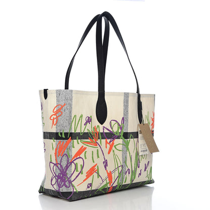 Burberry Coated Canvas Medium Reversible Doodle Tote White Black 5 of 15