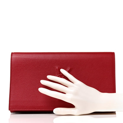 Saint Laurent Calfskin Monogram Large Belle De Jour Clutch Red 2 of 9