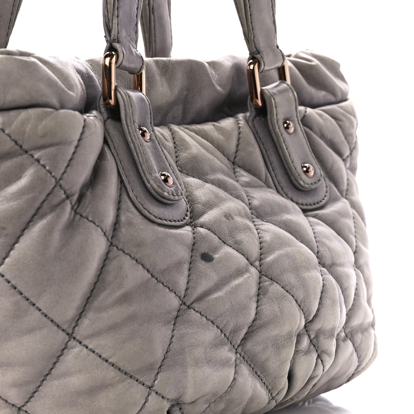 Lambskin Quilted Cloudy Bundle East West Tote Grey
