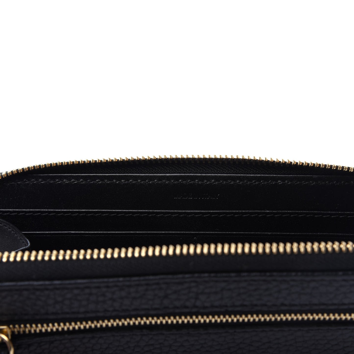 Grainy Calfskin Zip Around Wallet Black