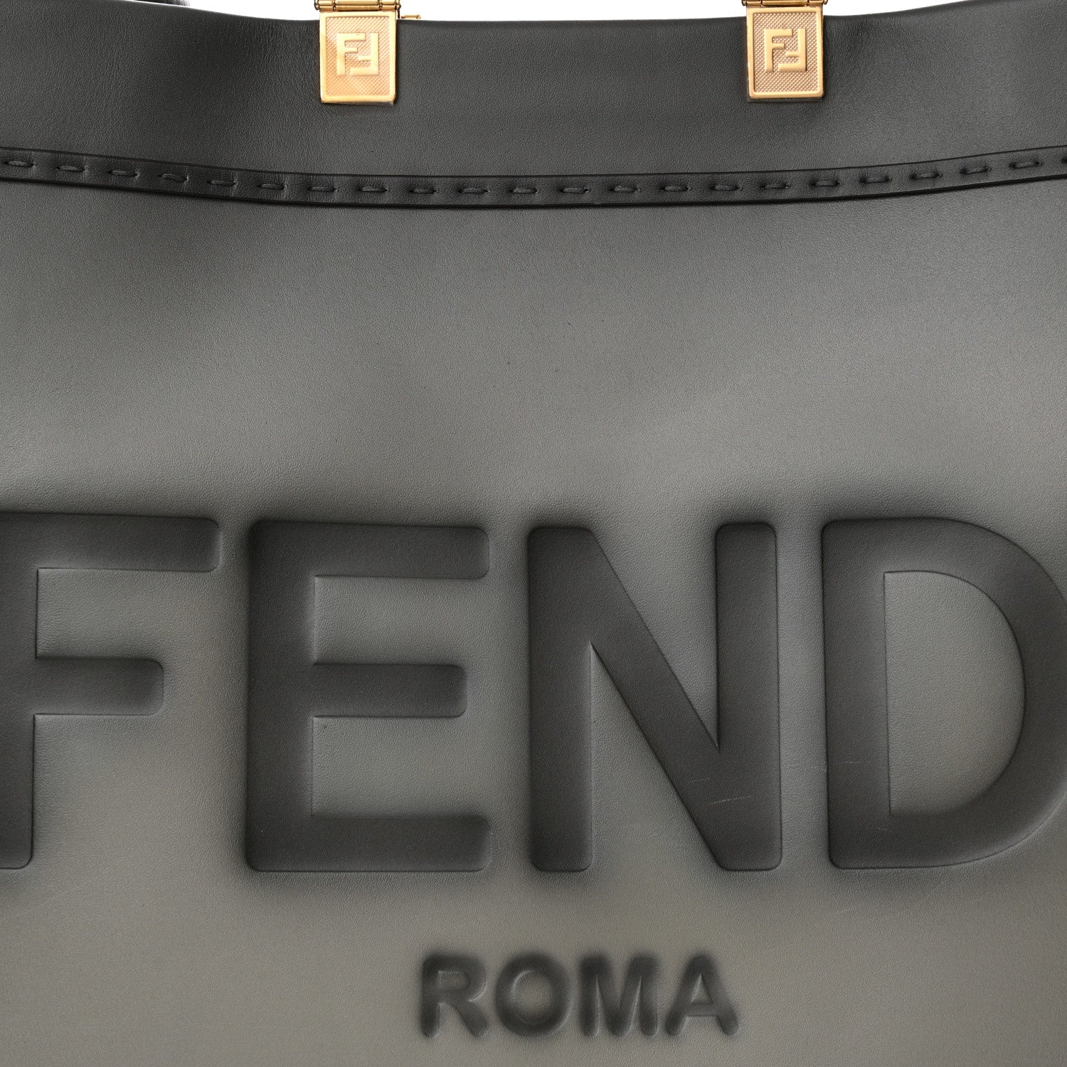 Fendi Vitello King Tamponato Plexiglass Logo Embossed Large Fendi Sunshine Shopper Tote Ghiaccio 8 of 15