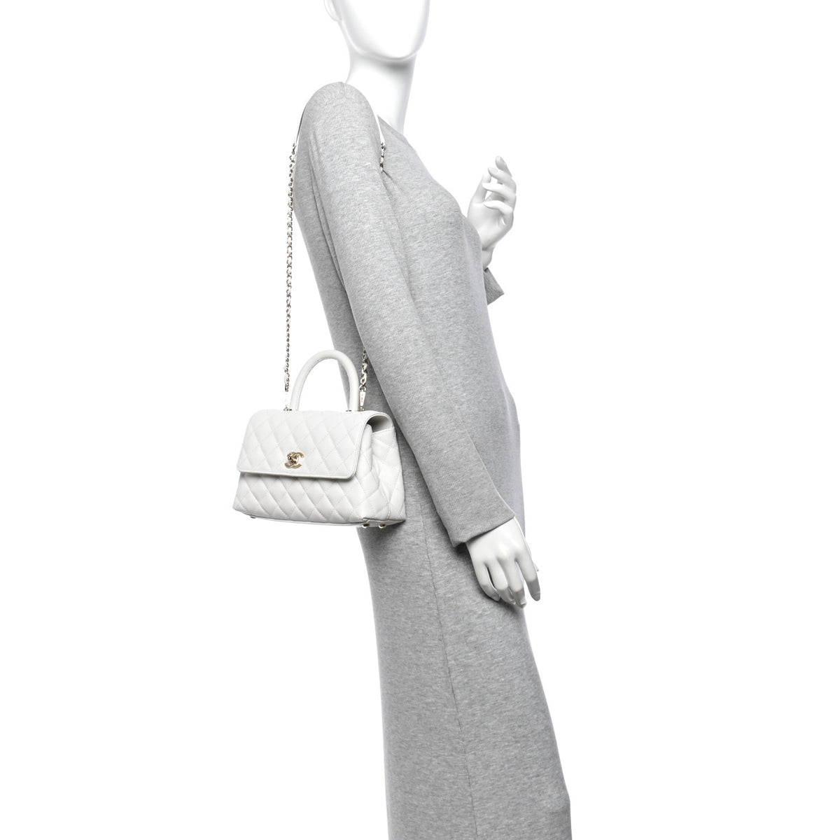 Chanel Caviar Quilted Mini Coco Handle Flap White 2 of 11