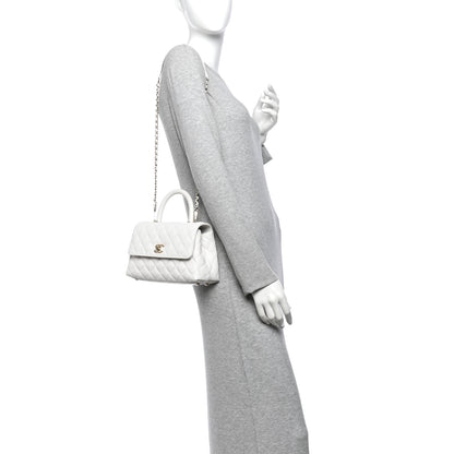 Chanel Caviar Quilted Mini Coco Handle Flap White 2 of 11