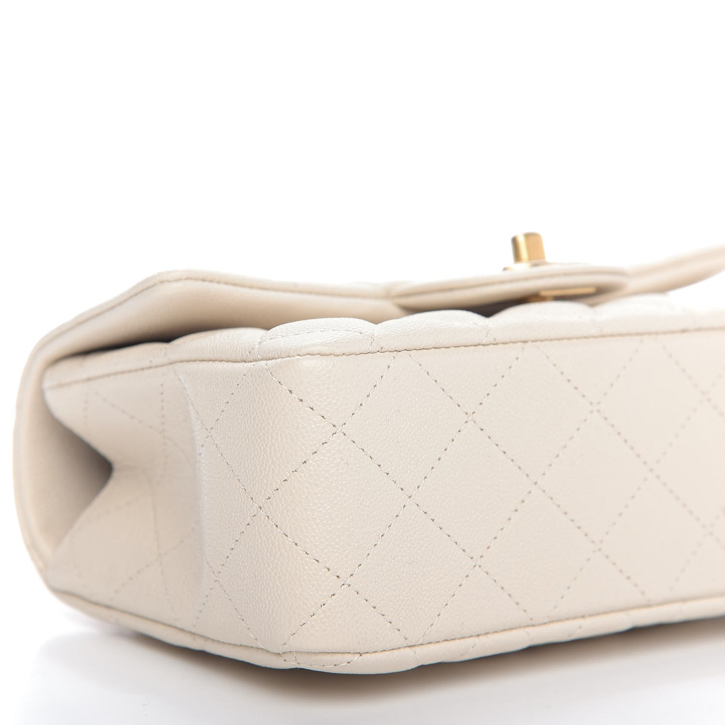 Caviar Quilted Mini Top Handle Rectangular Flap Beige