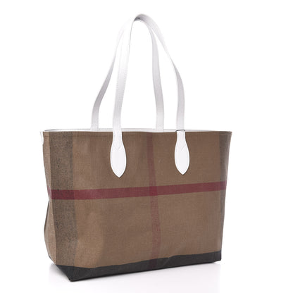 Burberry Coated Canvas Mega Check Medium Doodle Tote White 3 of 12