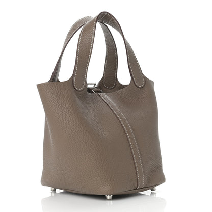 Hermes Taurillon Clemence Picotin Lock 18 PM Etoupe 3 of 9