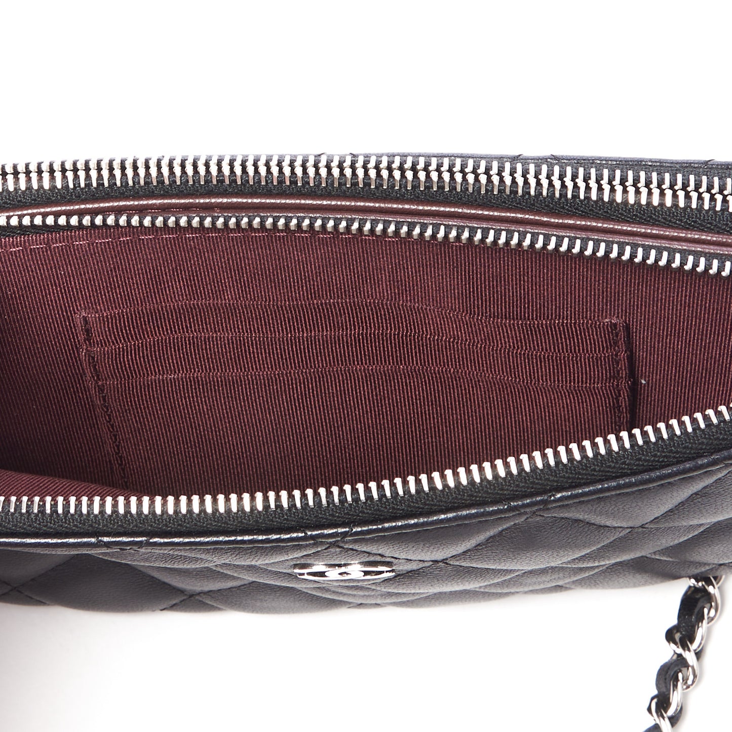 Lambskin Quilted Small Clutch With Chain Black