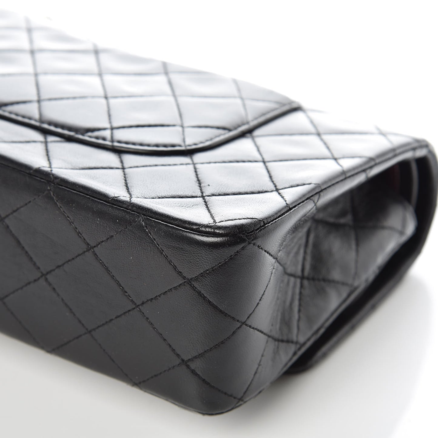 Lambskin Quilted Medium Double Flap Black