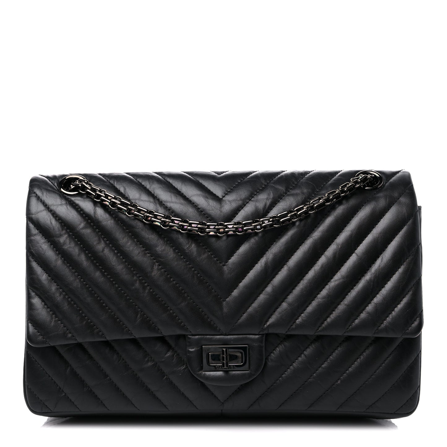Aged Calfskin Chevron Quilted 2.55 Reissue 226 So Black
