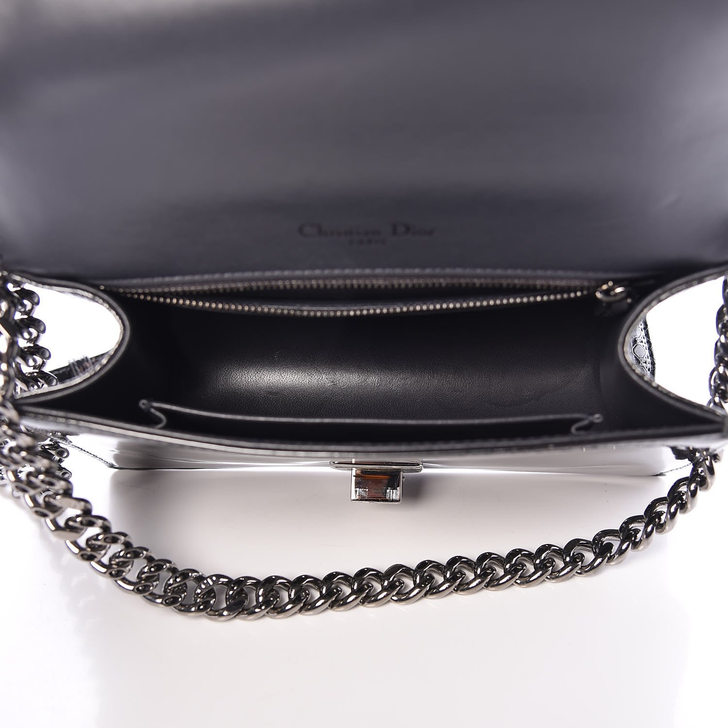 Christian Dior Metallic Patent Micro-Cannage Small Diorama Flap Bag Onyx Black 7 of 13