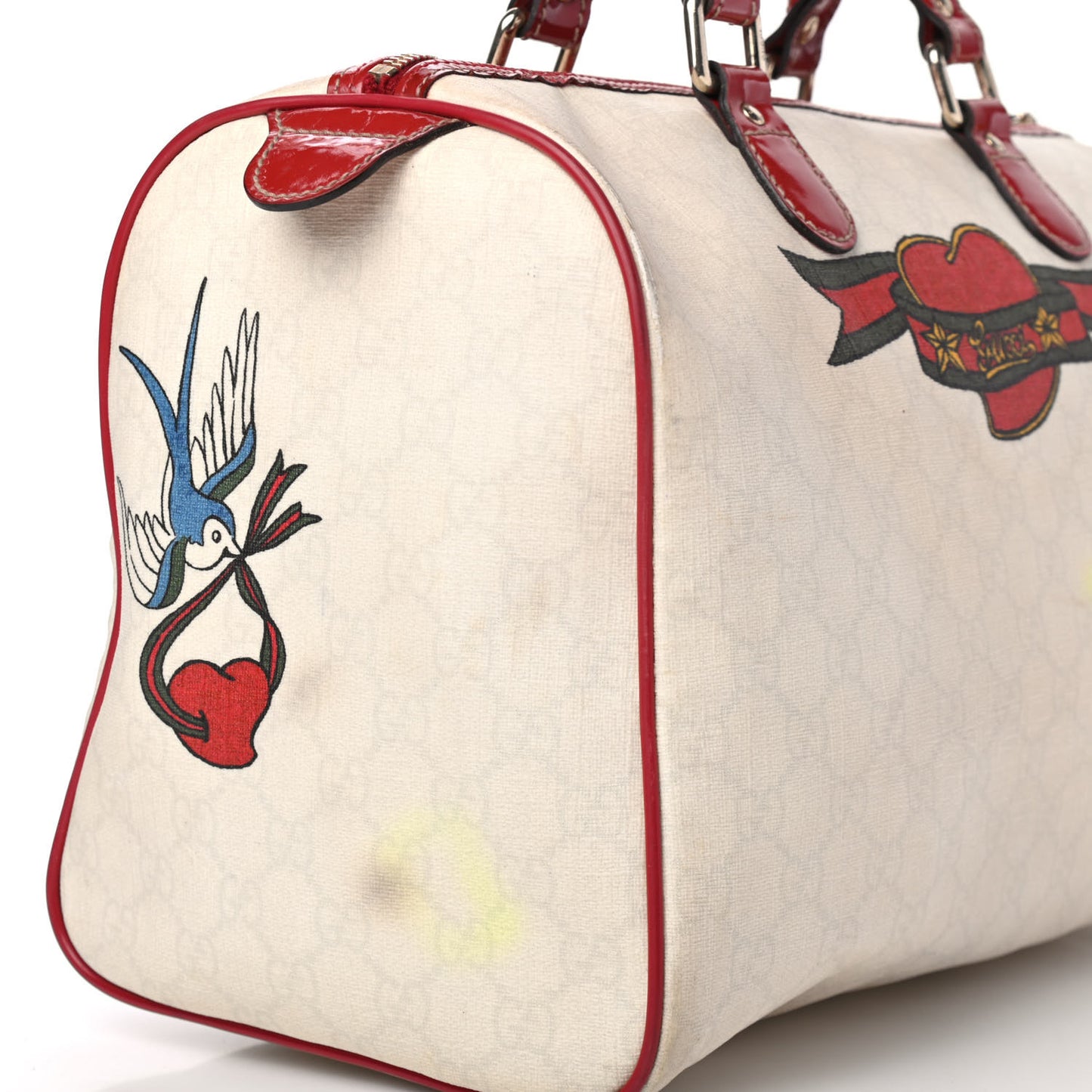 Coated Canvas Monogram Medium Tattoo Birds Joy Boston Off White Red