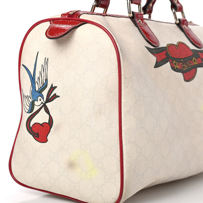Gucci Coated Canvas Monogram Medium Tattoo Birds Joy Boston Off White Red 3 of 4