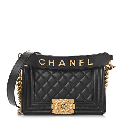 Chanel Calfskin Small Boy Logo Top Handle Flap Black 3 of 13
