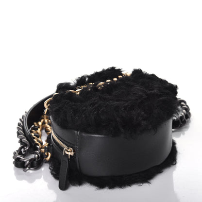Chanel Shearling Sheepskin Chanel 19 Round Clutch With Chain Black 4 of 9