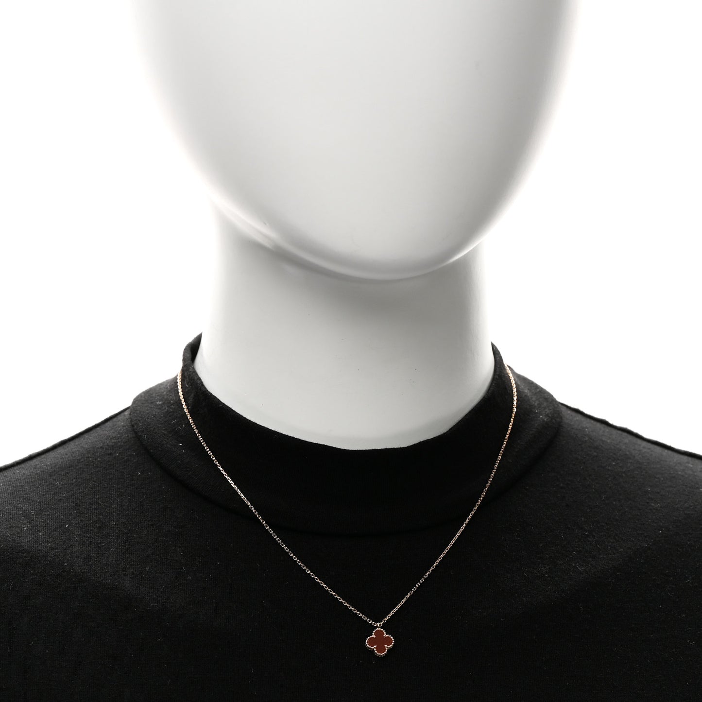 18K Rose Gold Carnelian Sweet Alhambra Pendant Necklace
