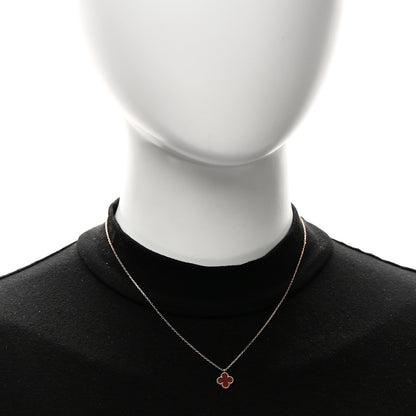Van Cleef & Arpels 18K Rose Gold Carnelian Sweet Alhambra Pendant Necklace 2 of 6
