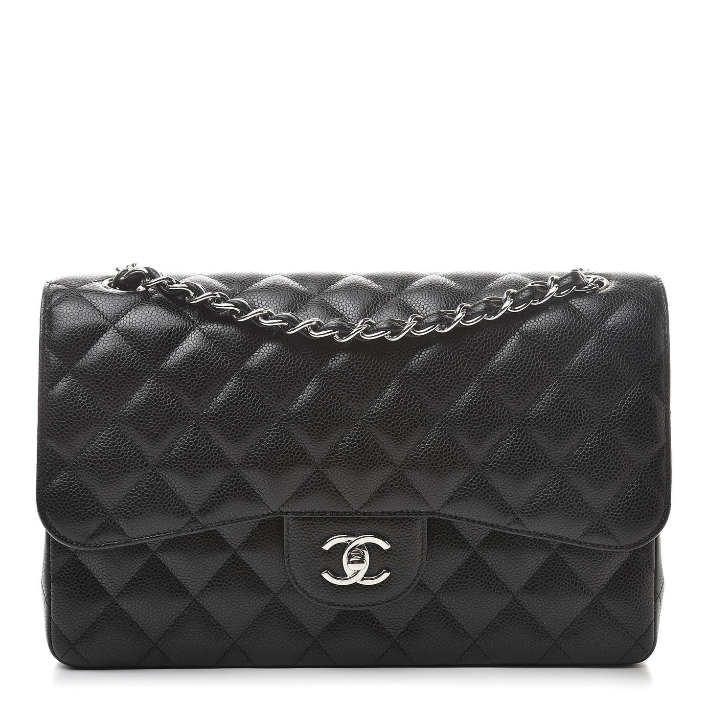 Caviar Quilted Jumbo Double Flap Black