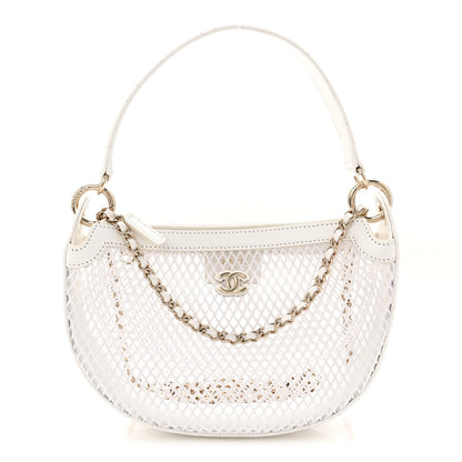 Chanel Mesh Shiny Lambskin Chain Hobo White 1 of 11