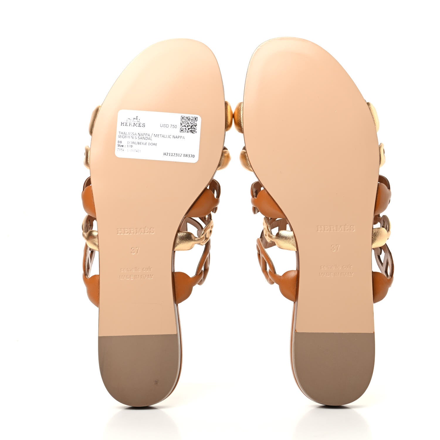 Hermes Nappa Thalassa Sandals 37 Beige Doré 6 of 11