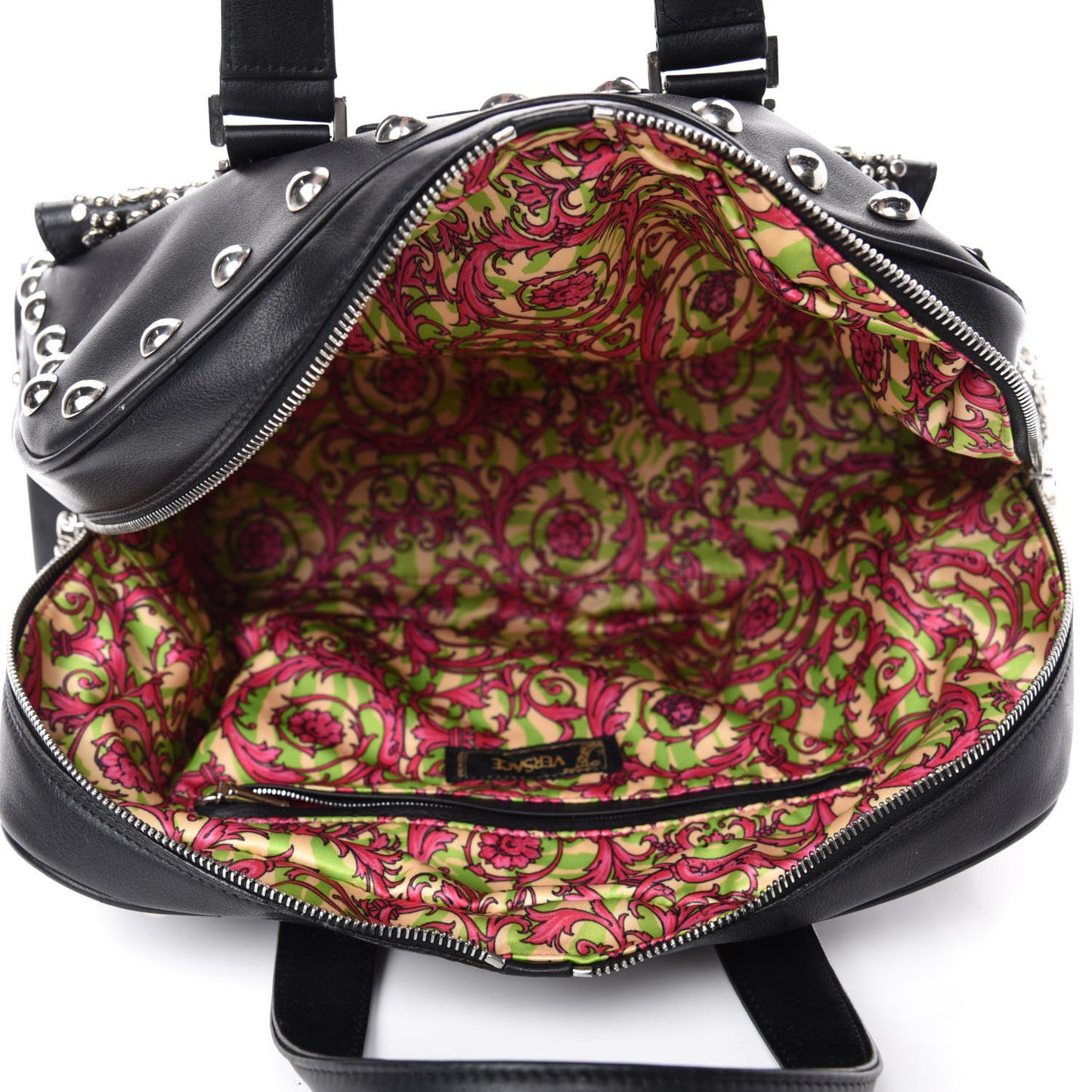 Calfskin Studded DV Satchel Black