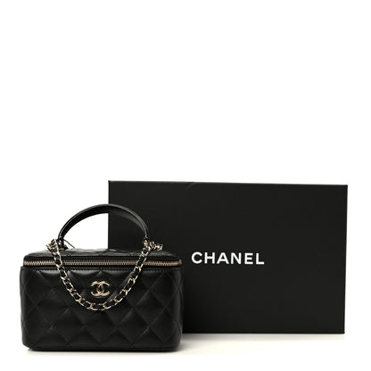 Chanel Lambskin Quilted Small Top Handle Vanity Case With Chain Black 11 of 11