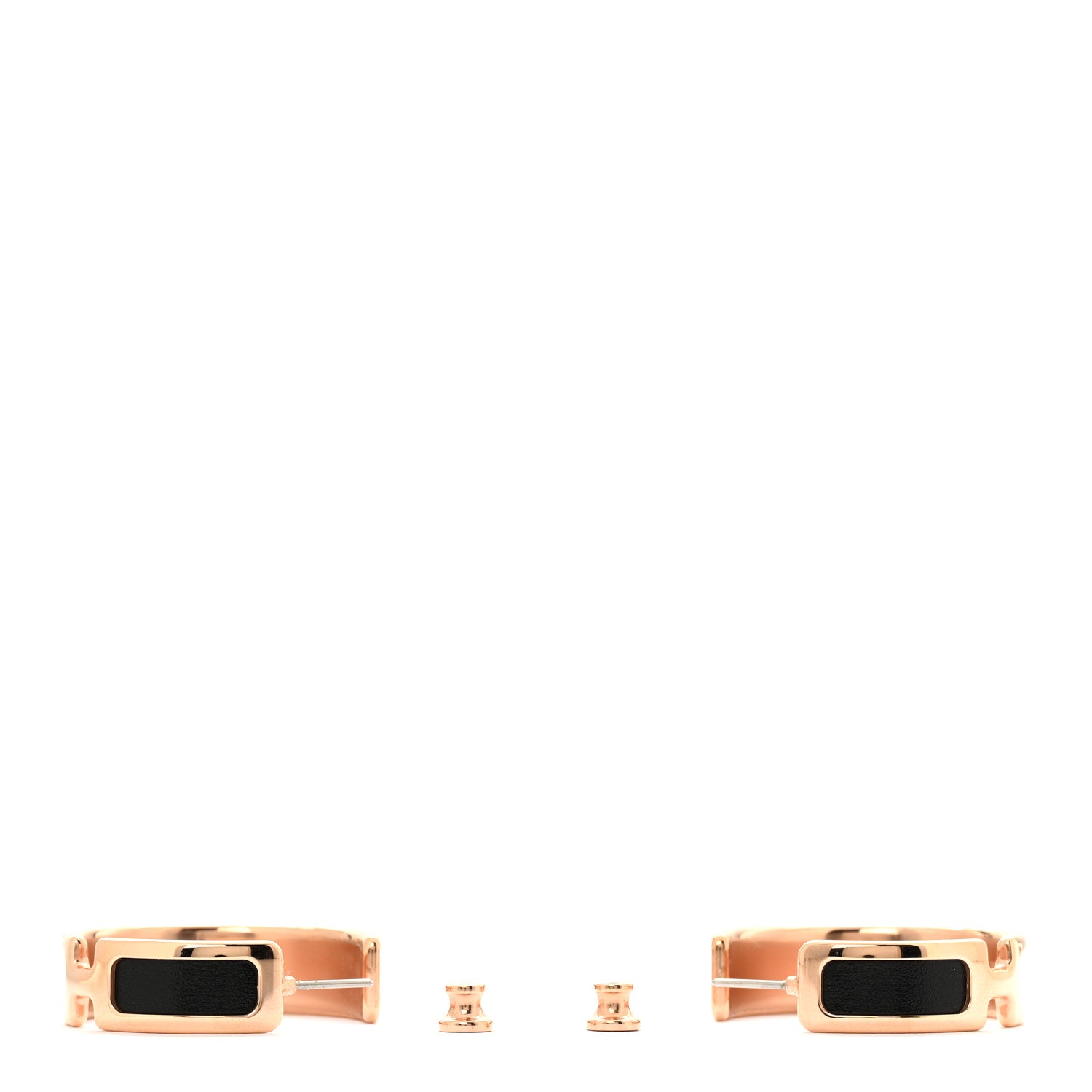 Hermes Box Calfskin Olympe Hoop Earrings Black 3 of 5