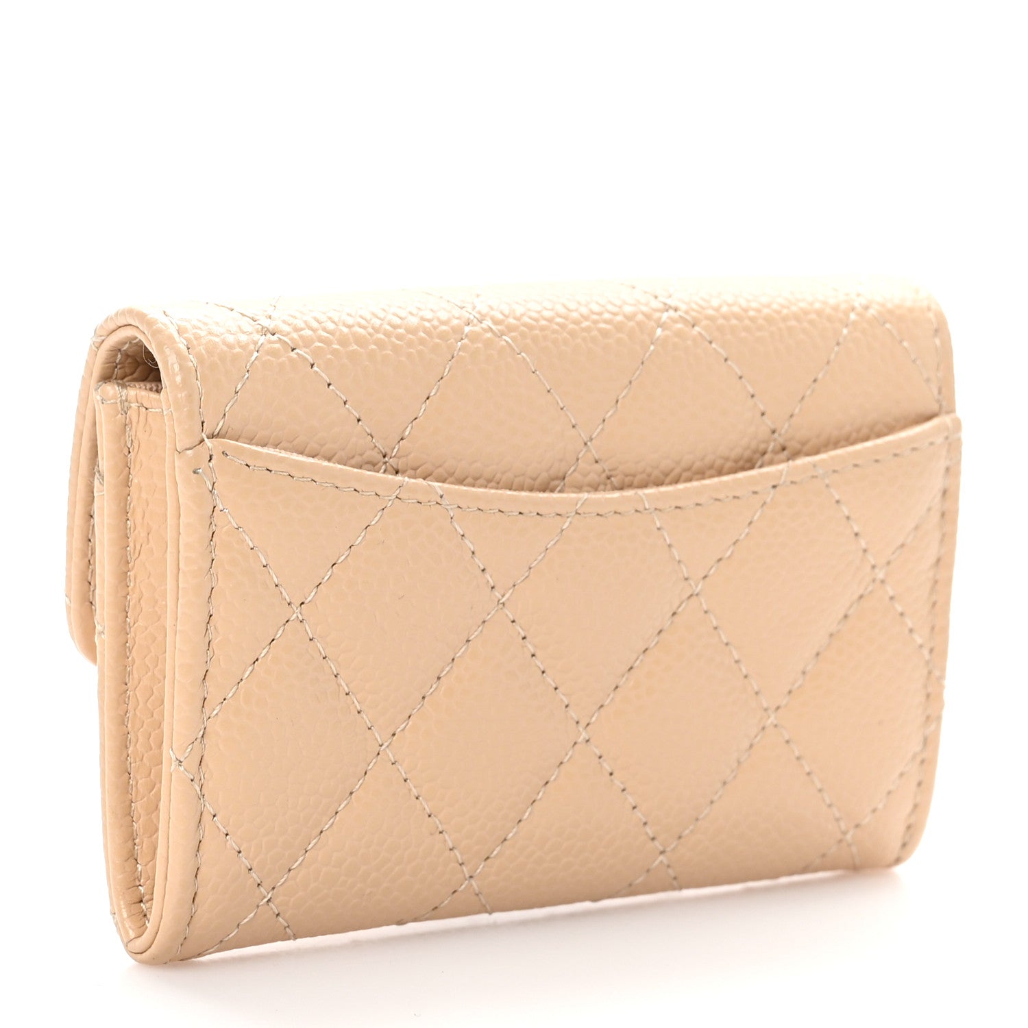 Chanel Caviar Quilted Flap Card Holder Wallet Beige 3 of 10