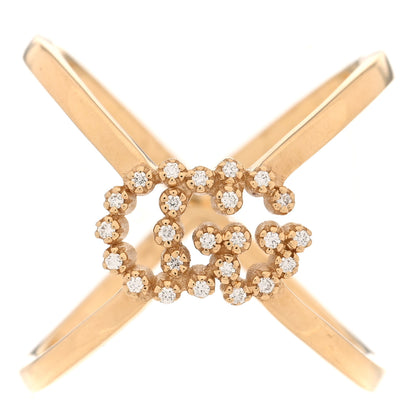 Gucci 18K Yellow Gold Diamond Running G Cross Ring 51 5.75 1 of 6