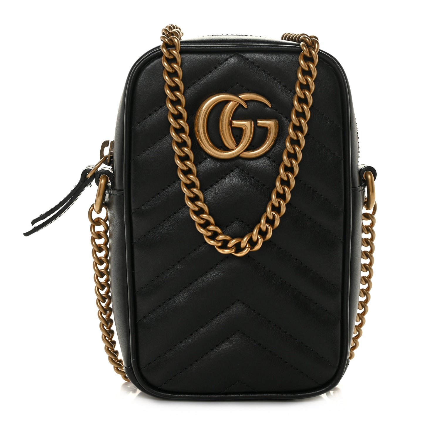 Calfskin Matelasse Mini GG Marmont Crossbody Bag Black