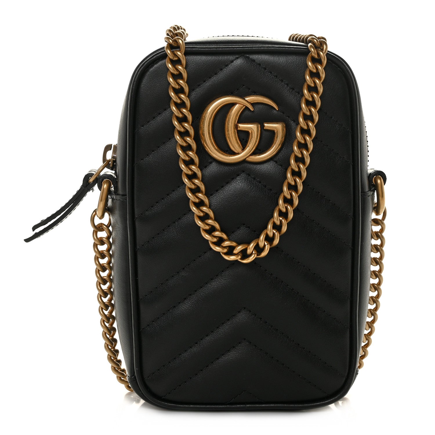 Gucci Calfskin Matelasse Mini GG Marmont Crossbody Bag Black 1 of 9