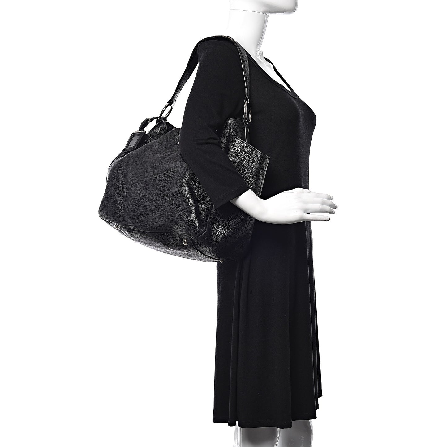 Vitello Daino Side Pocket Hobo Black