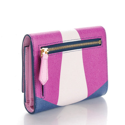 Fendi Vitello Elite Crystal Eye Monster French Wallet Cobalt Lavender Pink 3 of 8