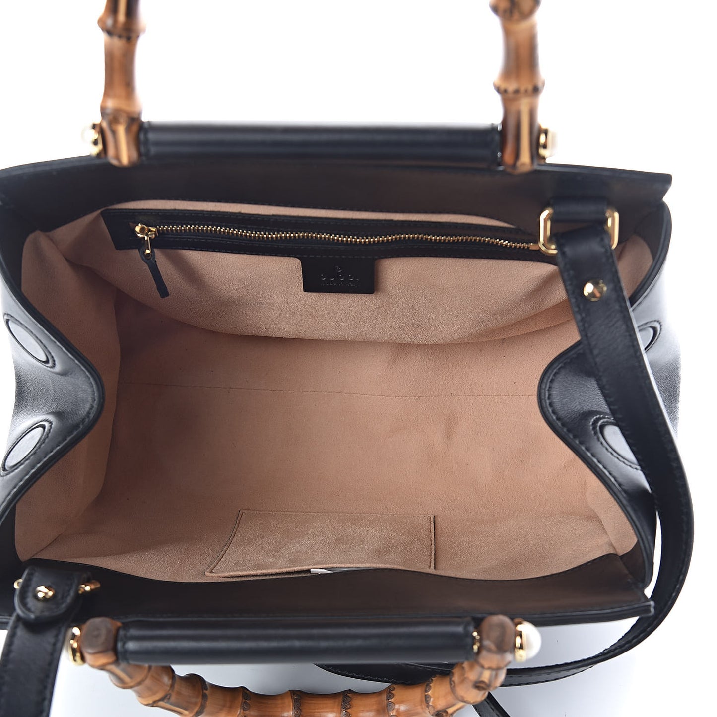 Nappa Bamboo Small Nymphaea Top Handle Bag Black