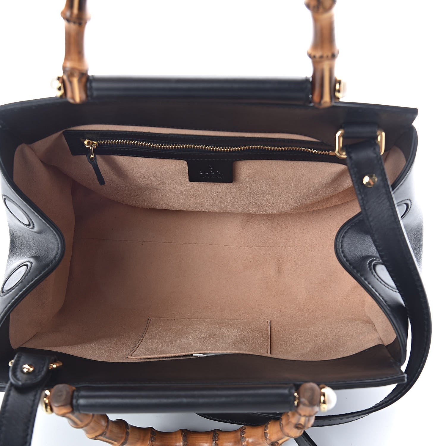 Gucci Nappa Bamboo Small Nymphaea Top Handle Bag Black 5 of 10