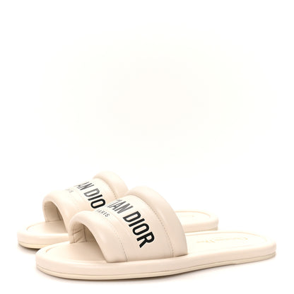 Christian Dior Lambskin Embossed Every-D Flat Slide Sandals 36 Off White 4 of 10