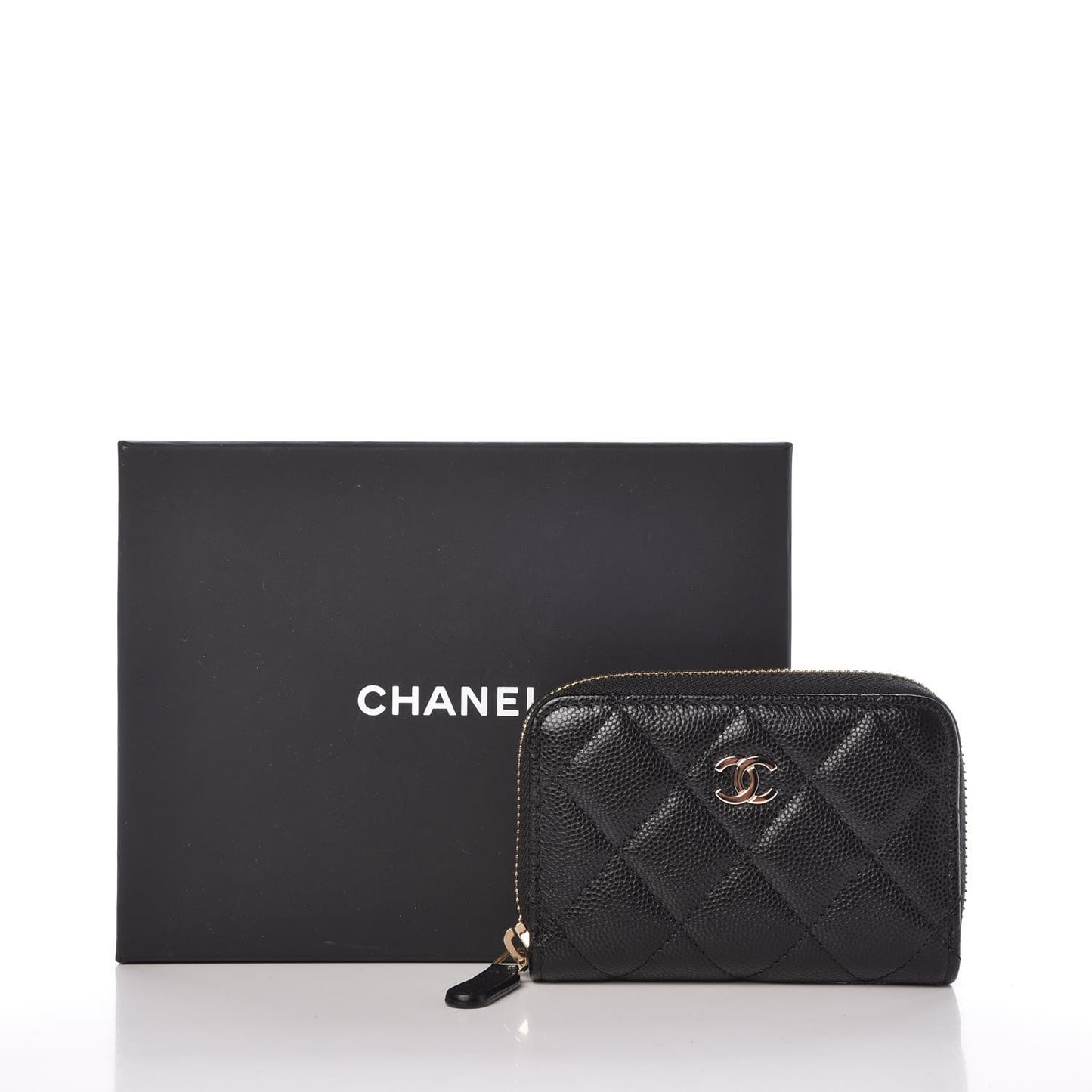Caviar Quilted Zip Coin Purse Black