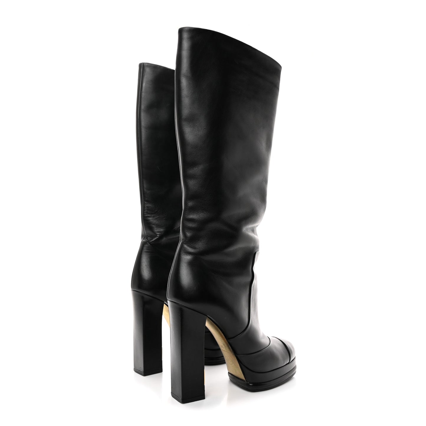 Calfskin Knee High Boots 37 Black