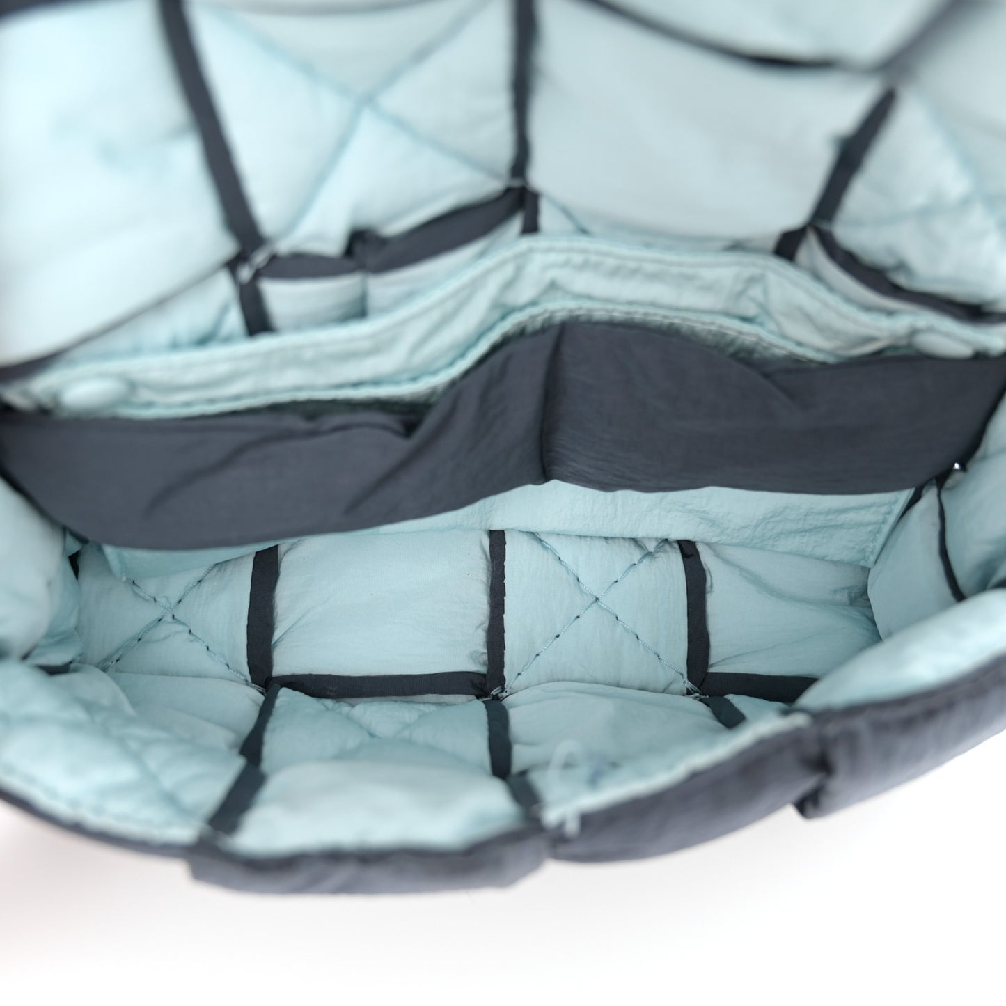 Nylon Intrecciato Padded Tech Mini Cassette Belt Bag Deep Blue Pale Blue