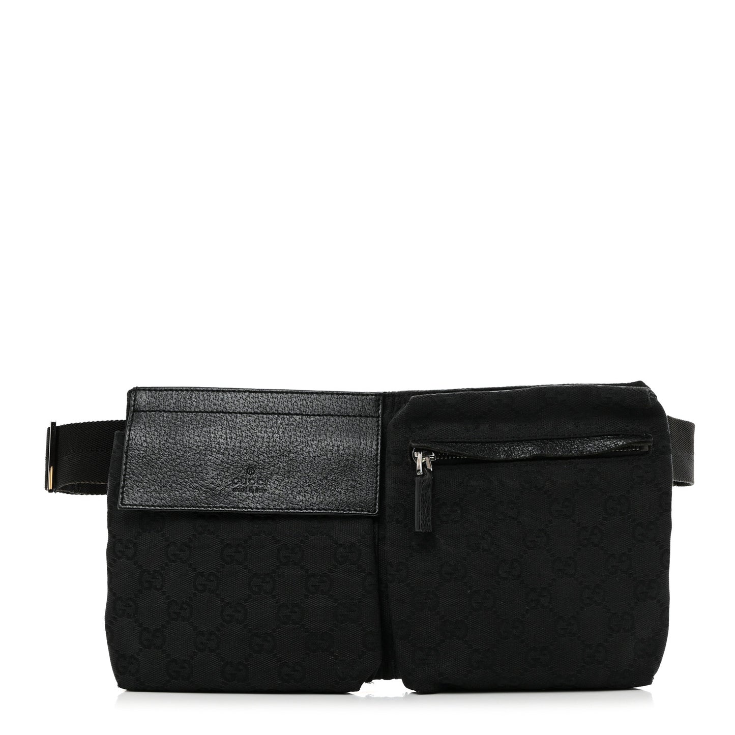 GG Monogram Double Pocket Belt Bag Black