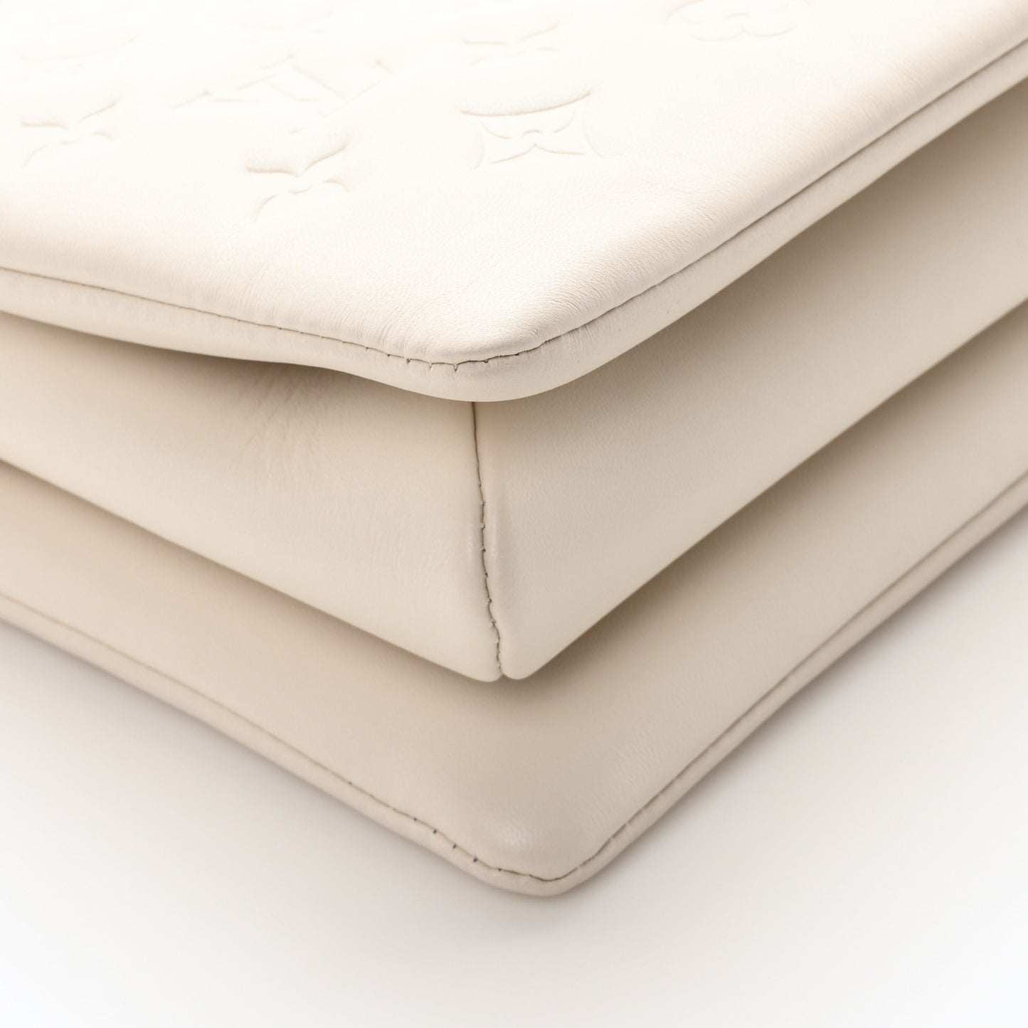 Lambskin Embossed Monogram Coussin PM Cream