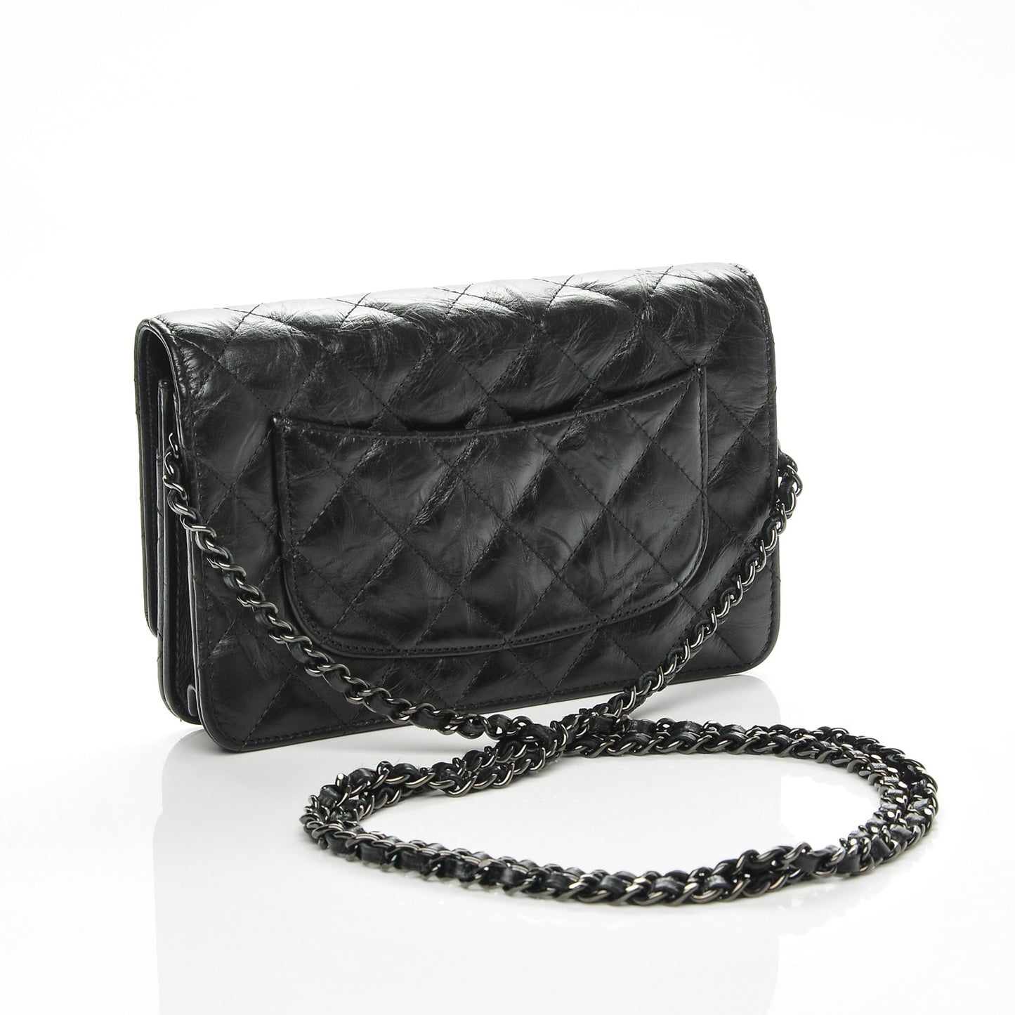 Aged Calfskin Quilted Reissue Wallet On Chain WOC Black