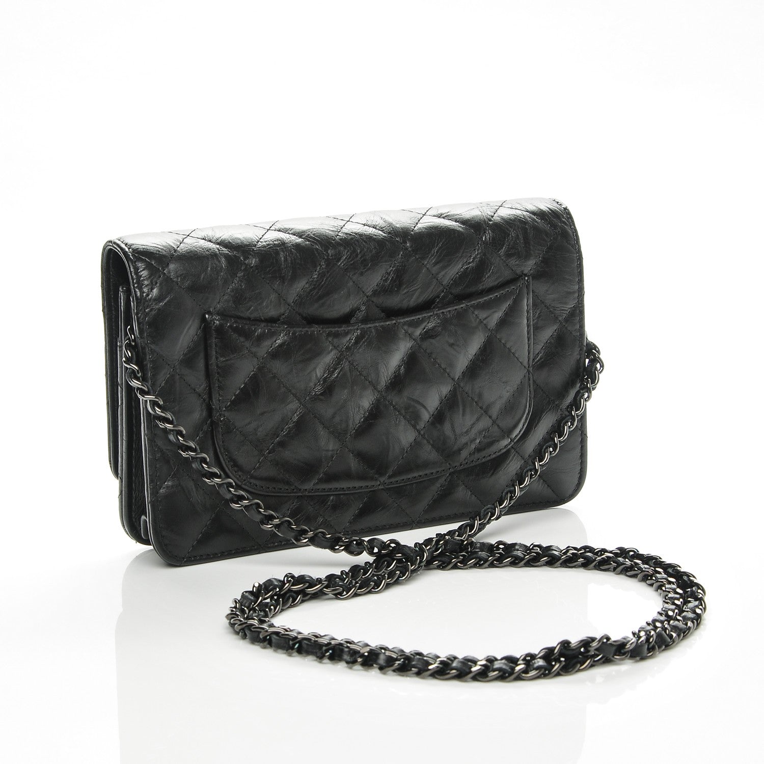 Chanel Aged Calfskin Quilted Reissue Wallet On Chain WOC Black 3 of 8