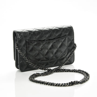 Chanel Aged Calfskin Quilted Reissue Wallet On Chain WOC Black 3 of 8